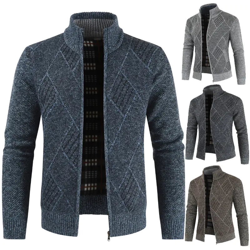 Stand Collar Knit Sweater Plus Velvet Cardigan Jacket