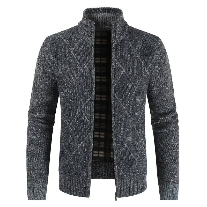 Stand Collar Knit Sweater Plus Velvet Cardigan Jacket