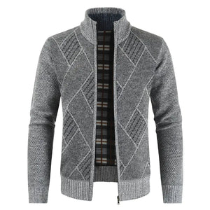 Stand Collar Knit Sweater Plus Velvet Cardigan Jacket