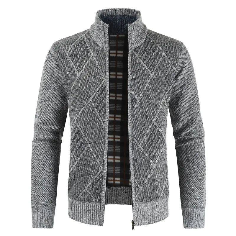 Stand Collar Knit Sweater Plus Velvet Cardigan Jacket