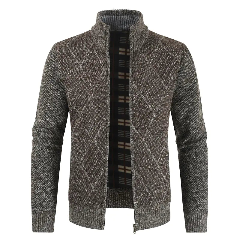 Stand Collar Knit Sweater Plus Velvet Cardigan Jacket